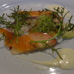 下野農園 - 2014.11)前菜のヤシオマスとリンゴのコンポート