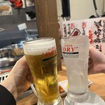 ライブ焼肉 てんぐ - まずは乾杯