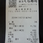 無添くら寿司 - レシート(2014.11.21)