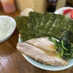 上々家 - チャーシュー麺・海苔トッピング・ライス中