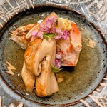 鮨 赫 sushi aka Tokyo - コースのスタートは【青森産の松茸と勢子蟹（毛ガニの味噌がオマケで）