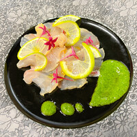 TOKYO産ハマダイの昆布締めカルパッチョ　東京産小松菜のジェノベーゼソース
