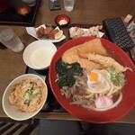 得得 - 料理写真:得得うどん（トリプル）、ミニ親子丼、カキフライ、鶏唐揚げ