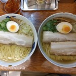 麺屋ひょっとこ 交通会館店 - 和風柳麺(左)と和風柳麺 大盛(右)
