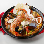 Balmal paella with fresh seafood