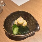 はれや別邸 - 酢の物 蟹の錦糸巻き