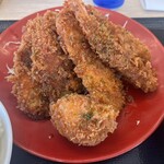 かつや - ササミカツ、エビフライ、半熟たまごフライ