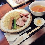 らーめん 鉢ノ葦葉 - 限定　つけ麺ニボ鶏(大) ＋ 吊るし焼きちゃーしゅー(シキンボ)