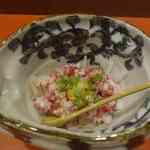 神楽坂おいしんぼ食堂 - その後は桜馬肉を使った馬ユッケ950円を注文し