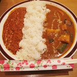 シヴァ - 【限定10食】赤坂Ｗカレー800円にしました。
      キーマドライカレーと野菜カレーの2種盛りです。
      ボリュームありますよ。