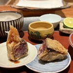 天ぷら 元吉 - 鯖（11月のみ） そのままと大根おろし乗せ2種