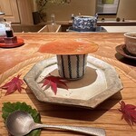 天ぷら 元吉 - デザート 牛乳ぷりん抹茶ソースが