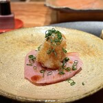 天ぷら 元吉 - 鰤 酢橘と大根おろし 鰤は羅臼より