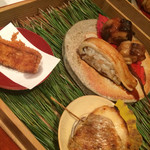 さ行 - 焼き物：ギンダラ巻・ぶり大根巻・のど黒・マナガツオの西京焼き・穴子寿司・海老芋のかわり揚げ