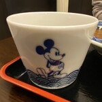 きのえね - お味噌汁は、蕎麦屋時代に使っていた蕎麦猪口。娘は、ミッキー。