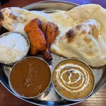 ASIAN RESTAURANT&BAR NEW SARATHI - マトンカレー、豆カレー(両方辛口)、ナン、ライス、チキンティッカ、タンドリーチキン