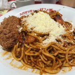 スパゲッティーのパンチョ - ✅ナポリタンメガ盛り(600g)¥980
　※食券を渡す際に『よく焼き②』を申告❗️
　※並400g、大盛り500g、メガ600g迄
　　セレクト可能
✅蟹クリームコロッケ¥240