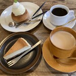 喫茶ムギ - カフェオレ、コーヒー(深煎り)