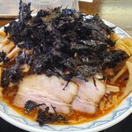 らぁめん優雅 - 背脂麻辣ガーリック　岩海苔、メンマ×2トッピング