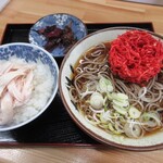 一兎 - ミニ鶏めしセット680円＋紅生姜天100円