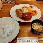 グリル＆コーヒー はせがわ - 本当はお味噌汁左上なんです。関西と関東は違うのよね