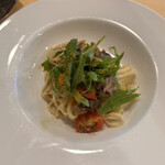 ブラカリイタリア料理店 - 【手打ちパスタ　マグロとカラスミのオイルソース】