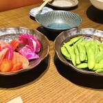 ご縁もん - 自家製漬物の盛合わせ&茶豆