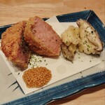 魚乃福 - 雲仙ハムカツと椎茸の天ぷら