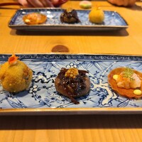 ミ・カサ - アミューズ②♡クロケットムール貝、牛の頬肉タスマニアマスタード、海老のタルタル