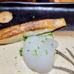 レストランRyu - 酢橘の泡に　シェフが自ら酢橘の皮をすって!!