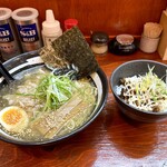 ニボシの恵 - あっさり塩+チャーマヨ丼（細麺選択）