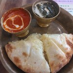 クウシ - バターチキン＆パラックパニール＆チーズナン(2025.9.28)