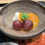 日本料理うしお - 水菓子　豆乳パンナコッタ　南瓜餡　キウイ