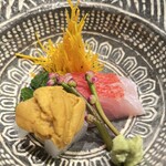 日本料理うしお - ニの刺　金目鯛　青蜊烏賊　うに