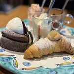 ピッツェリア トラットリア ダ オカピート - アラゴスタ ガトーショコラ ジェラート3種