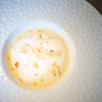 Pondichery - 旬野菜のスープ：さつまいもを使ったスープ クミンの泡