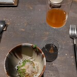 Aspirant - .....⑥おおものホワイトコーン　山利しらすペースト 　青天の霹靂のリゾット　サマートリュフ.....④パッション烏龍茶　とうもろこし茶 　はちみつ　醤油麹　カラマンシービネガー.....