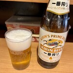 大衆日本酒バル ふとっぱらや - キリン「一番搾り」中瓶。540円也。