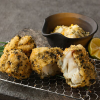 鱈と白子のあおさ衣揚げ　すぐき漬タルタルソース