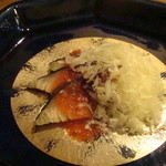 徳山鮓 - 鯖のなれずし、トマトソースとカチョカバロがけ