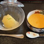 阿寓 - 【デザート】りんごのコンポート　かぼちゃのムース。