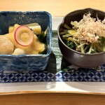 横浜紅葉坂日本酒 ふじひら - 【前菜】牡蠣の酢味噌和え　春菊のお浸し