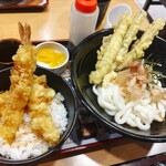 資さんうどん - 料理写真:私: 冷やしぶっかけ+ミニ天丼