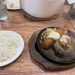 かうぼーい - 黒毛和牛100%ハンバーグ200g＆エビフライ