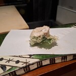 天ぷら 川辰 - ボラの白子の紫蘇巻き