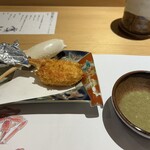 寿し島川 - 蟹爪フライとつけだれ