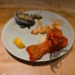 新横浜 鉄板焼き牛鳴 - イセエビ＆アワビ