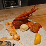 新横浜 鉄板焼き牛鳴 - イセエビ＆アワビ