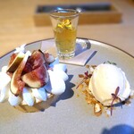 ヒソップ - ①無花果のタルト②ジャスミンとミントのゼリー③桃のソルベ