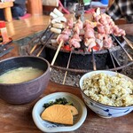 山水苑 - 料理写真:地鶏焼き定食1900円、高菜めしに変更で+100円